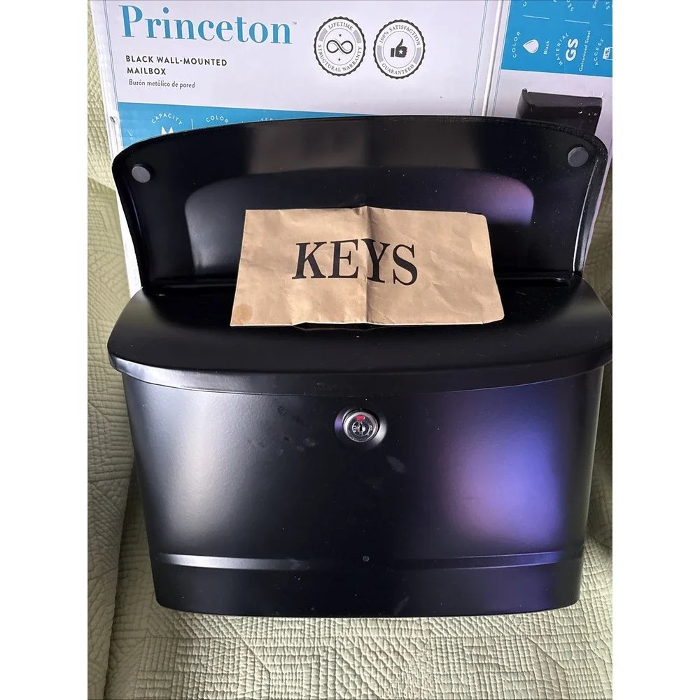 Architectural Mailbox Black Princeton Locking Wall Mount Mailbox Black w/2 Keys